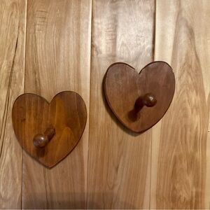 Vintage Heart-Shaped Wooden Wall Hooks - Weston Bowl Mills from Vermont